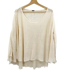 Free People Linen Blend raw hem Burnout Knit Sweater